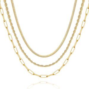 Gold Layered Necklaces for Women, 14K Gold Plated Dainty Coin Pendant Choker Nec